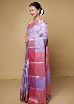 Purple Kora Silk Saree With Blouse Piece