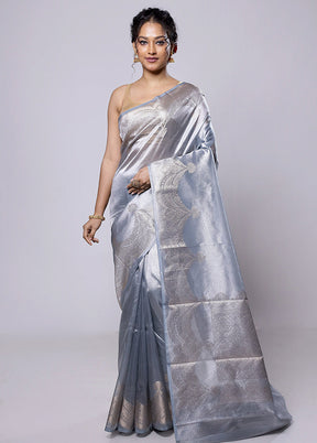 Grey Tissue Silk Saree With Blouse Piece