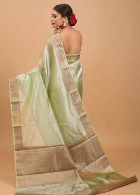 Green Tissue Silk Saree With Blouse Piece