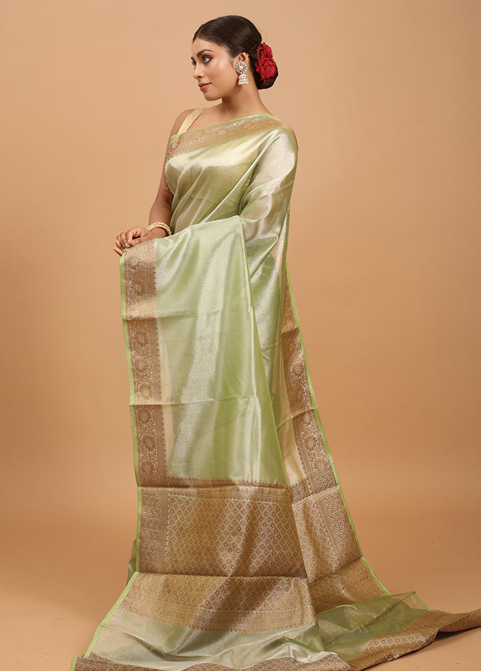 Green Tissue Silk Saree With Blouse Piece