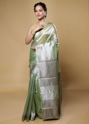 Green Tissue Silk Saree With Blouse Piece