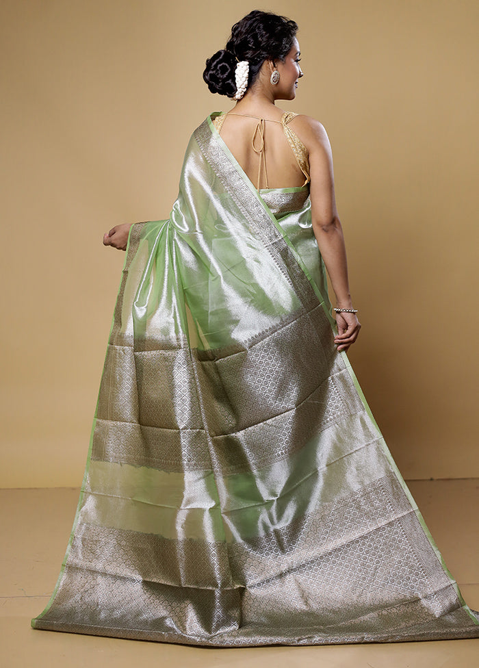 Green Tissue Silk Saree With Blouse Piece