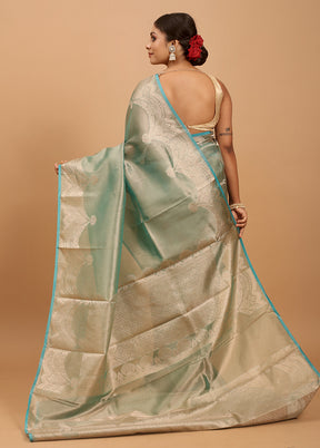 Green Tissue Silk Saree With Blouse Piece