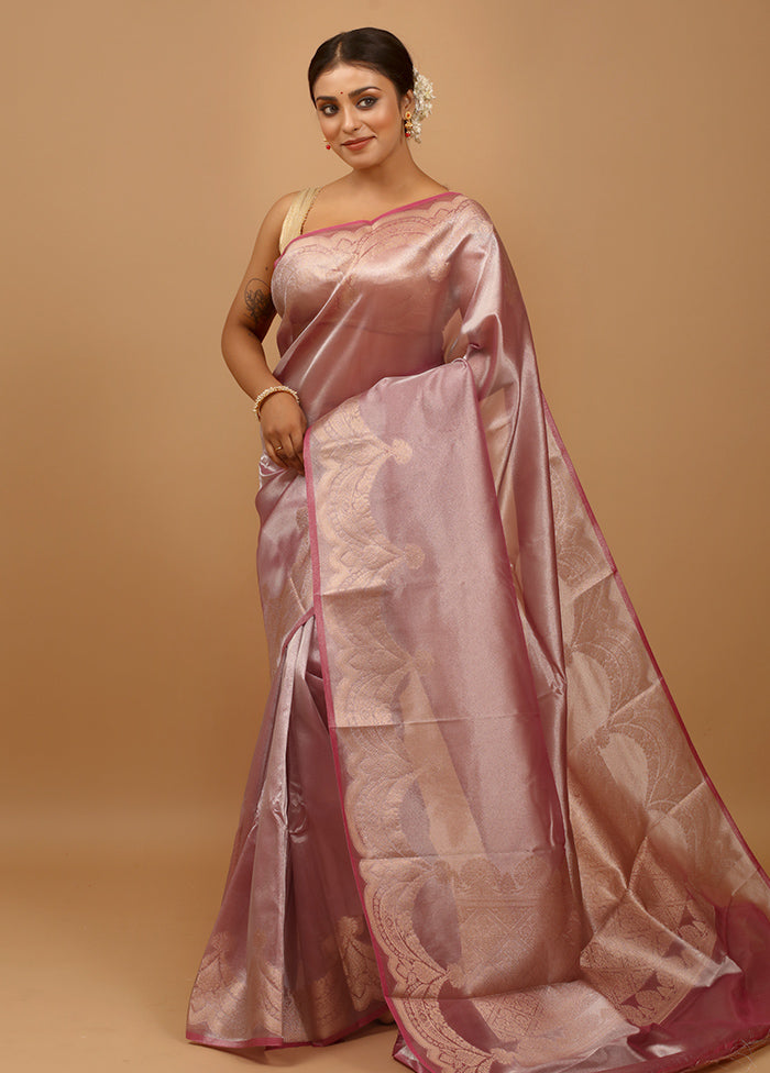 Purple Tissue Silk Saree With Blouse Piece