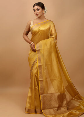 Yellow Tissue Silk Saree With Blouse Piece