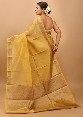 Yellow Tissue Silk Saree With Blouse Piece