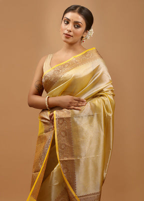 Yellow Tissue Silk Saree With Blouse Piece