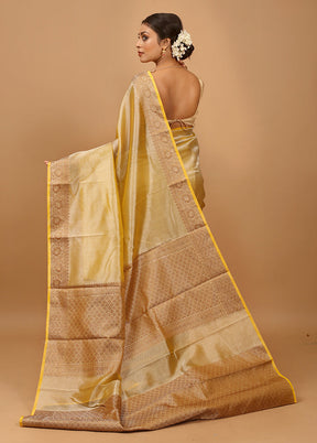 Yellow Tissue Silk Saree With Blouse Piece