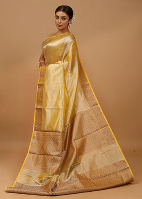 Yellow Tissue Silk Saree With Blouse Piece