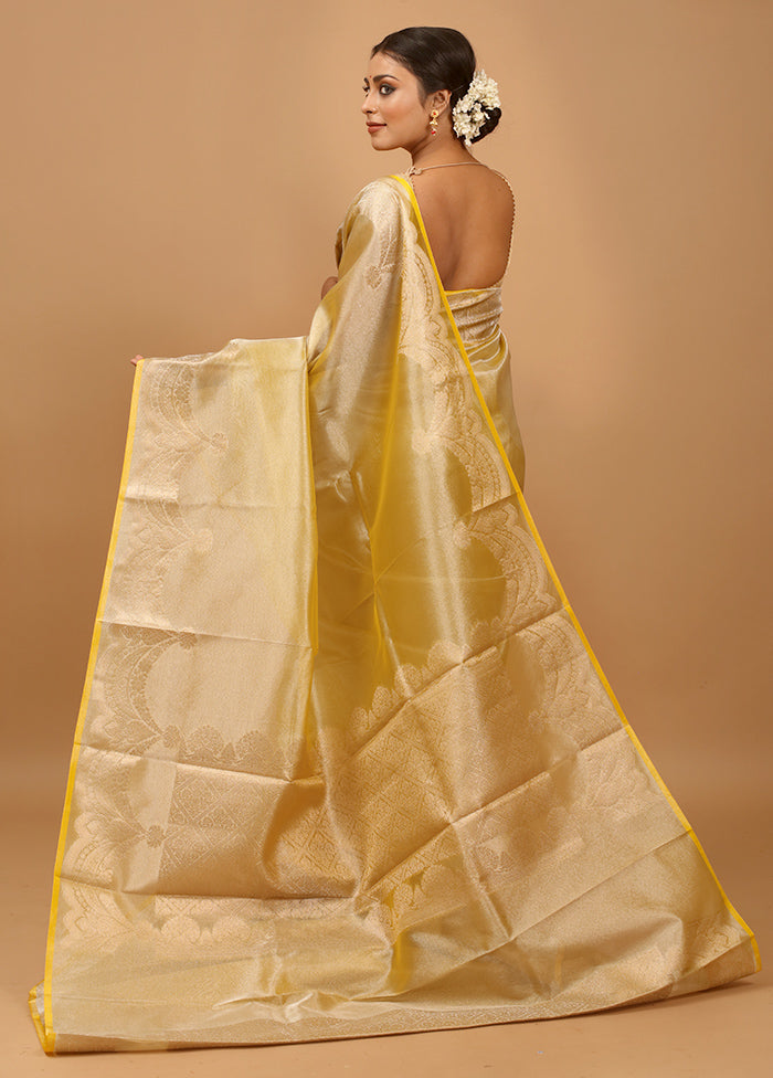 Yellow Tissue Silk Saree With Blouse Piece