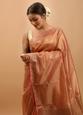 Rust Tissue Silk Saree With Blouse Piece