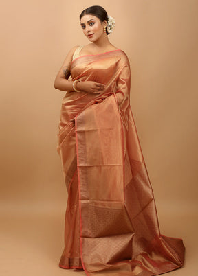 Rust Tissue Silk Saree With Blouse Piece