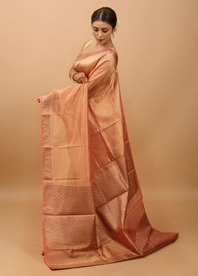 Rust Tissue Silk Saree With Blouse Piece