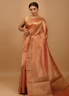 Rust Tissue Silk Saree With Blouse Piece