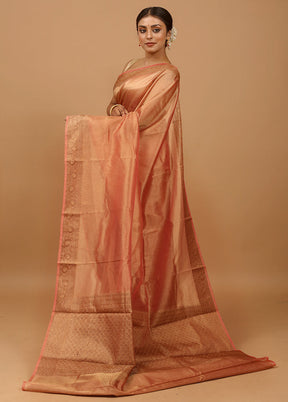 Rust Tissue Silk Saree With Blouse Piece