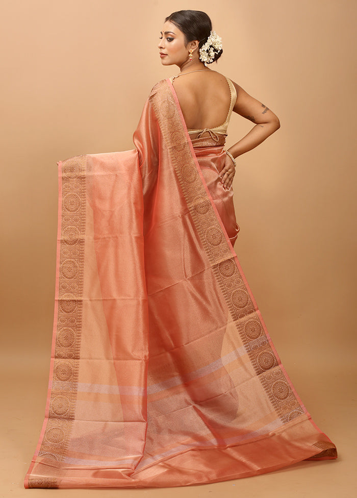 Rust Tissue Silk Saree With Blouse Piece