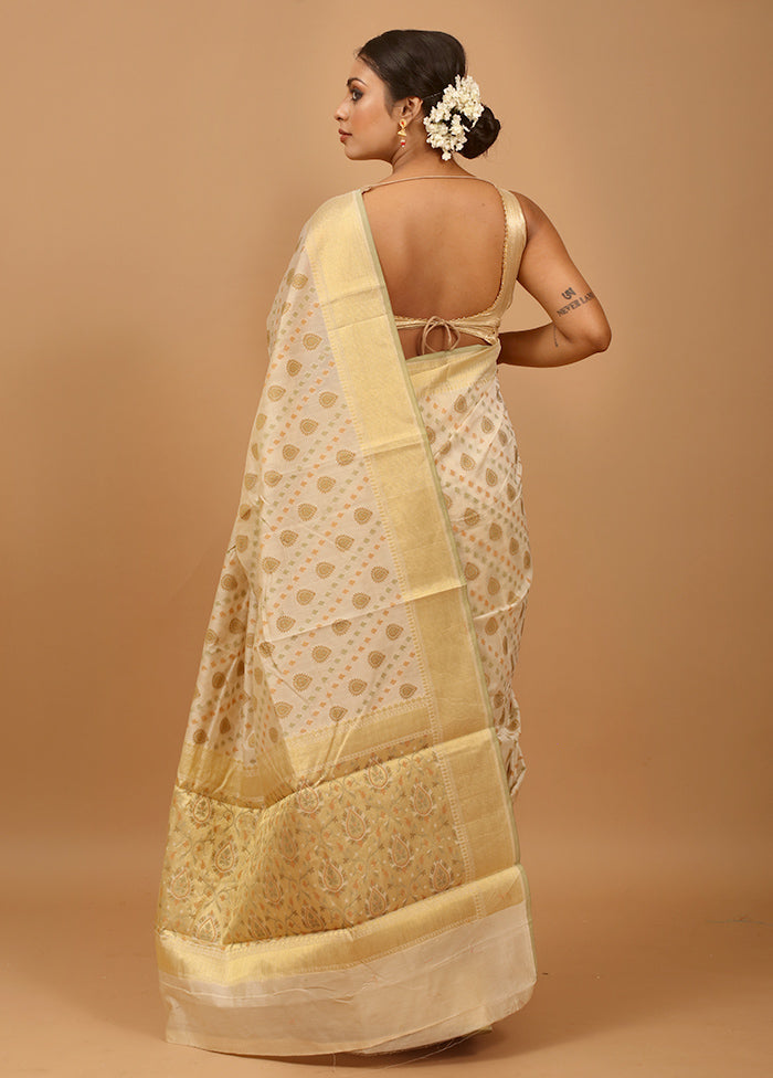 Cream Cotton Saree With Blouse Piece