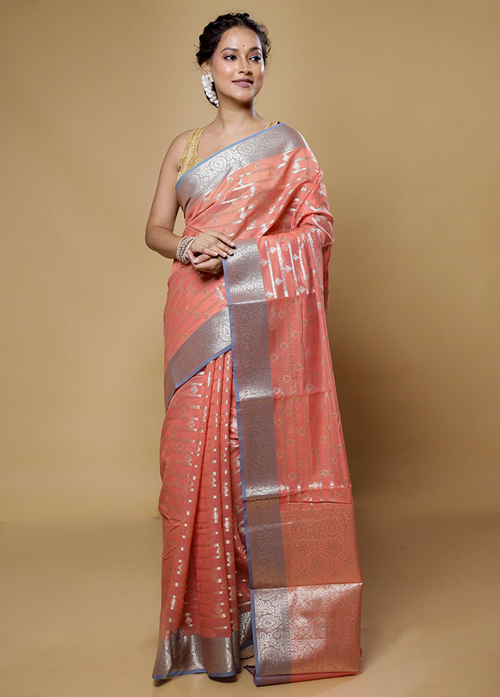 Pink Kora Silk Saree With Blouse Piece