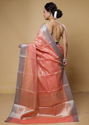 Pink Kora Silk Saree With Blouse Piece