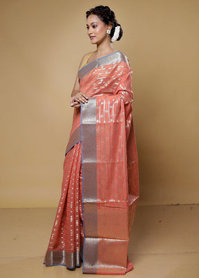 Pink Kora Silk Saree With Blouse Piece