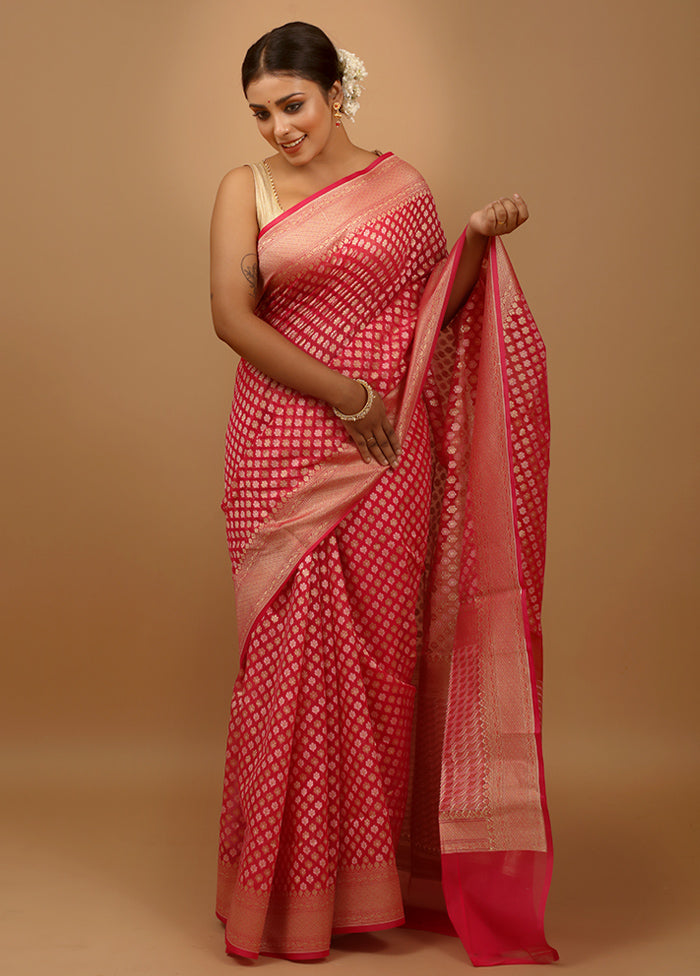 Pink Kora Silk Saree With Blouse Piece