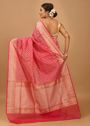 Pink Kora Silk Saree With Blouse Piece