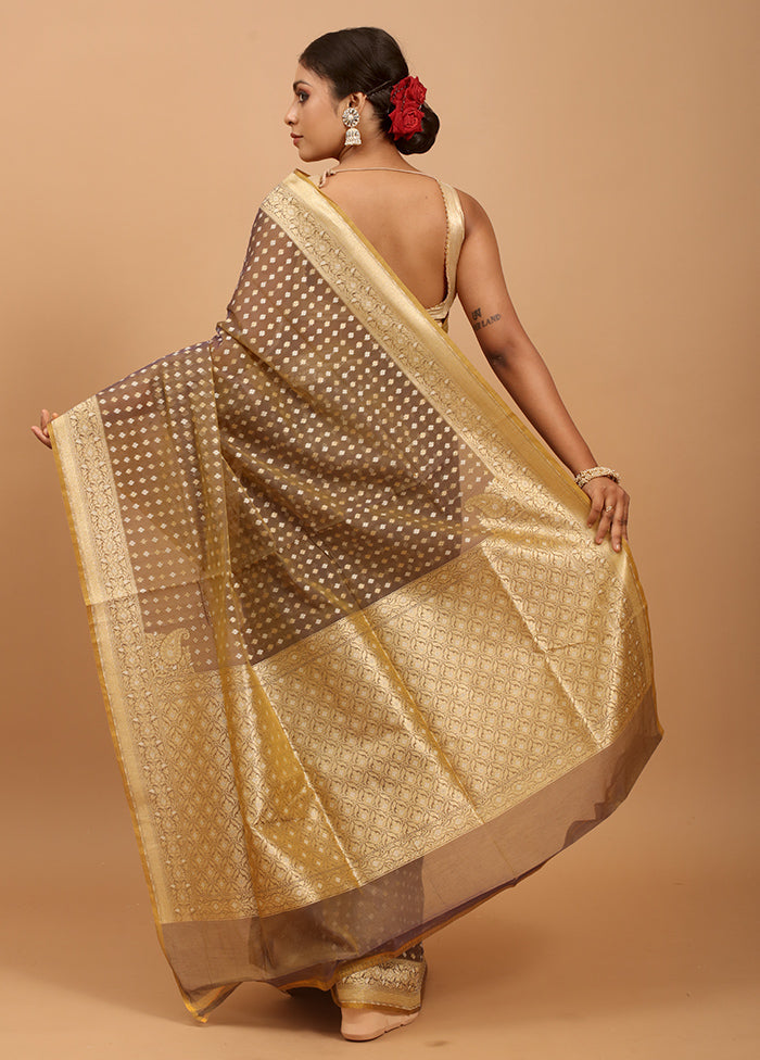 Grey Kora Silk Saree With Blouse Piece