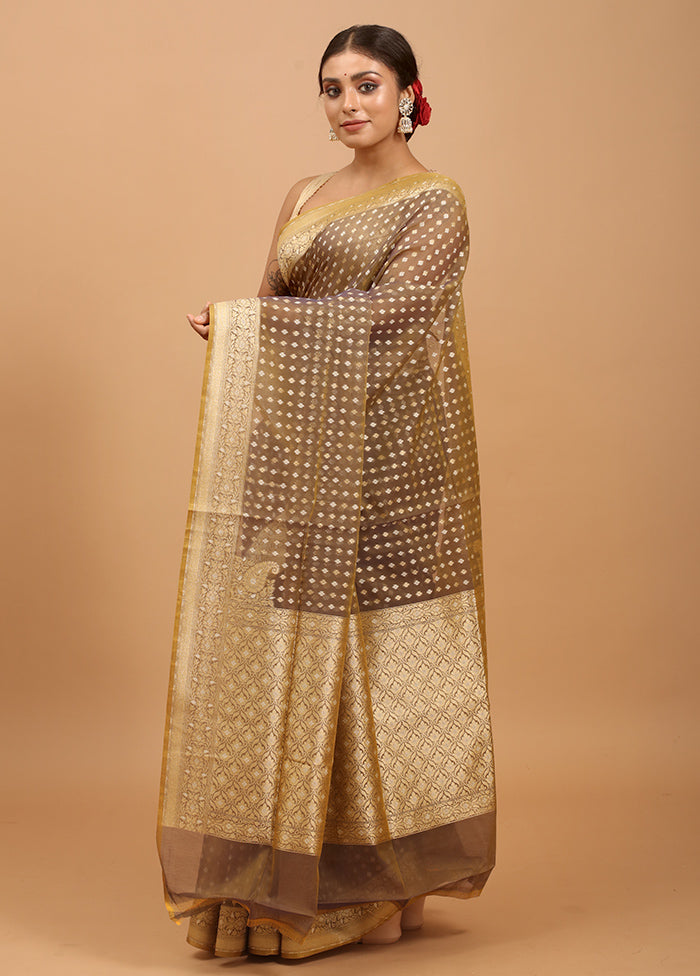 Grey Kora Silk Saree With Blouse Piece