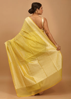 Yellow Kora Silk Saree With Blouse Piece