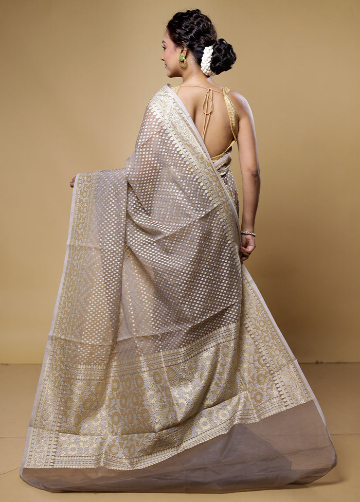 Grey Kora Silk Saree With Blouse Piece