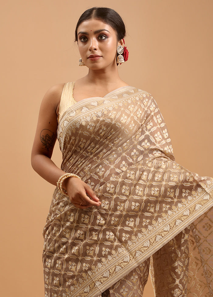 Grey Kora Silk Saree With Blouse Piece