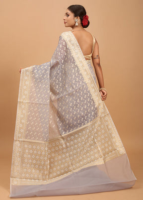 Grey Kora Silk Saree With Blouse Piece