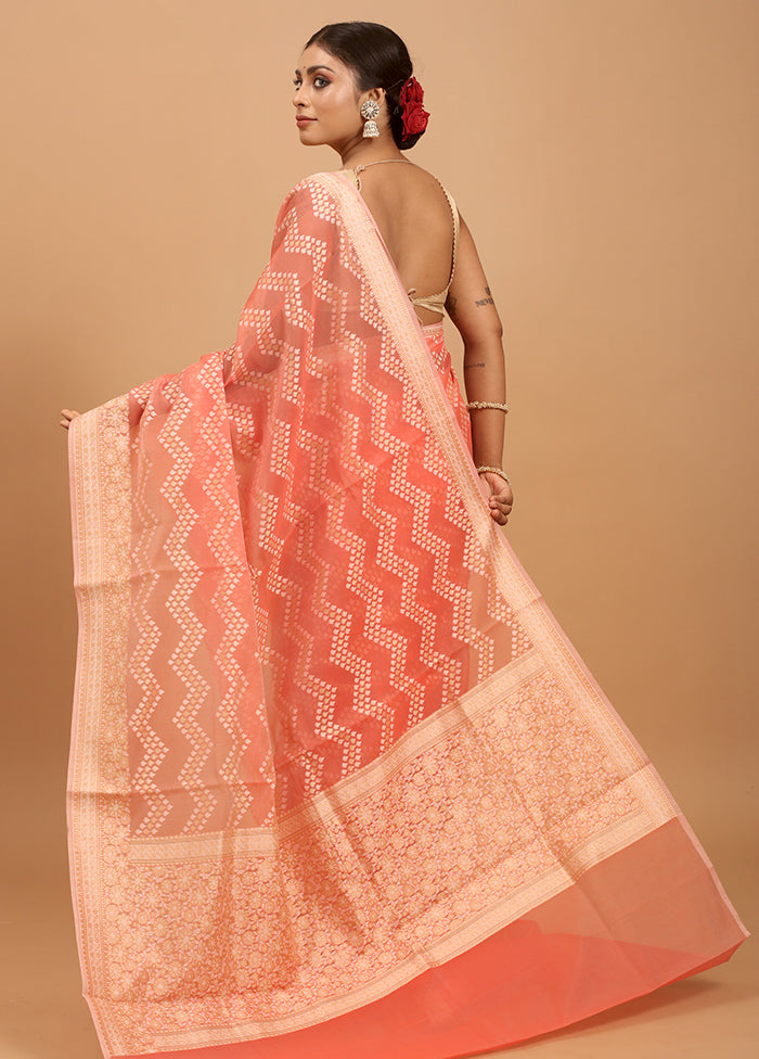 Pink Kora Silk Saree With Blouse Piece