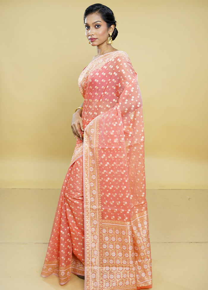 Pink Kora Silk Saree With Blouse Piece