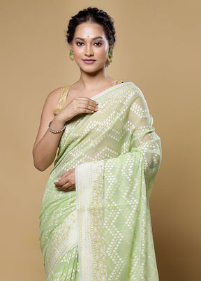 Green Kora Silk Saree With Blouse Piece