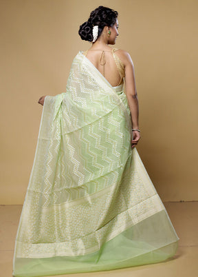 Green Kora Silk Saree With Blouse Piece