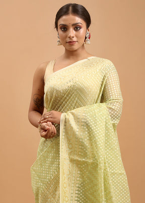 Green Kora Silk Saree With Blouse Piece