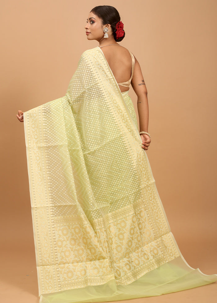 Green Kora Silk Saree With Blouse Piece