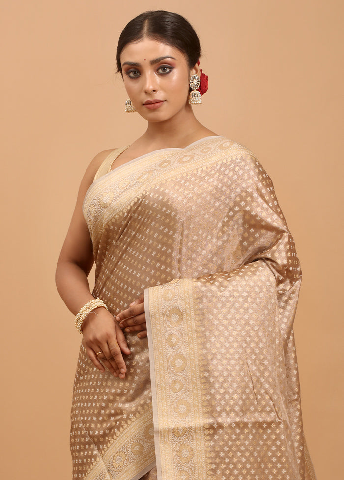 Grey Kora Silk Saree With Blouse Piece