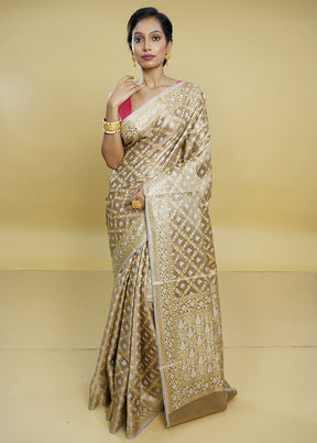 Grey Kora Silk Saree With Blouse Piece