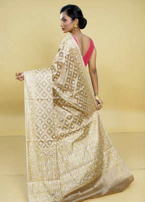 Grey Kora Silk Saree With Blouse Piece