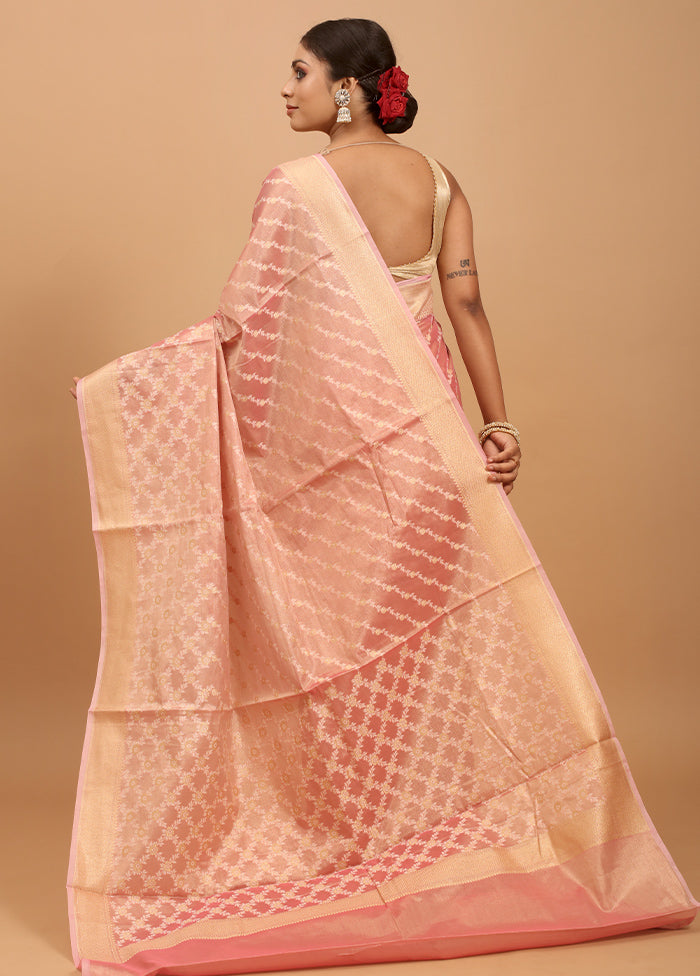 Pink Kora Silk Saree With Blouse Piece