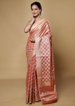 Pink Kora Silk Saree With Blouse Piece