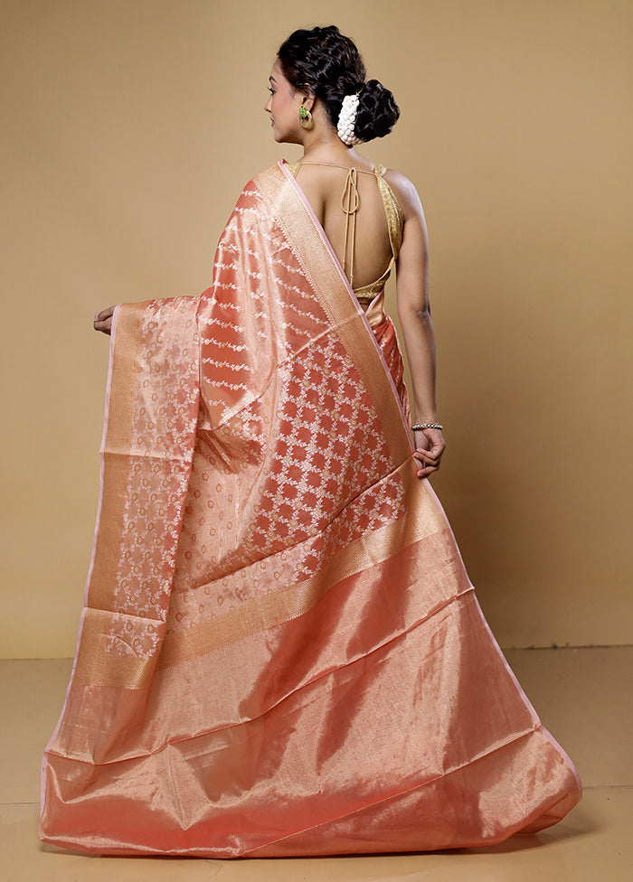 Pink Kora Silk Saree With Blouse Piece