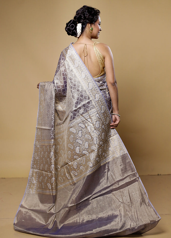 Grey Kora Silk Saree With Blouse Piece