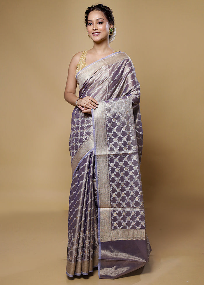 Blue Kora Silk Saree With Blouse Piece