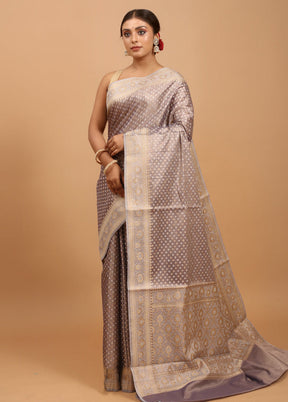 Grey Kora Silk Saree With Blouse Piece