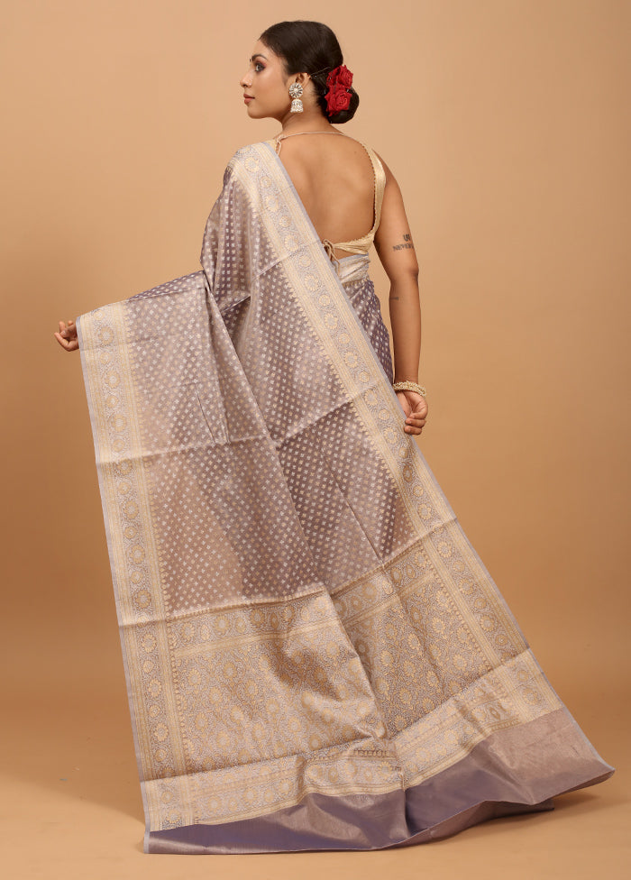 Grey Kora Silk Saree With Blouse Piece