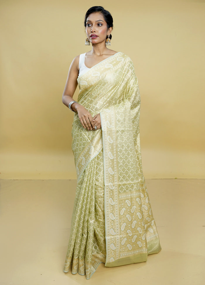 Green Kora Silk Saree With Blouse Piece