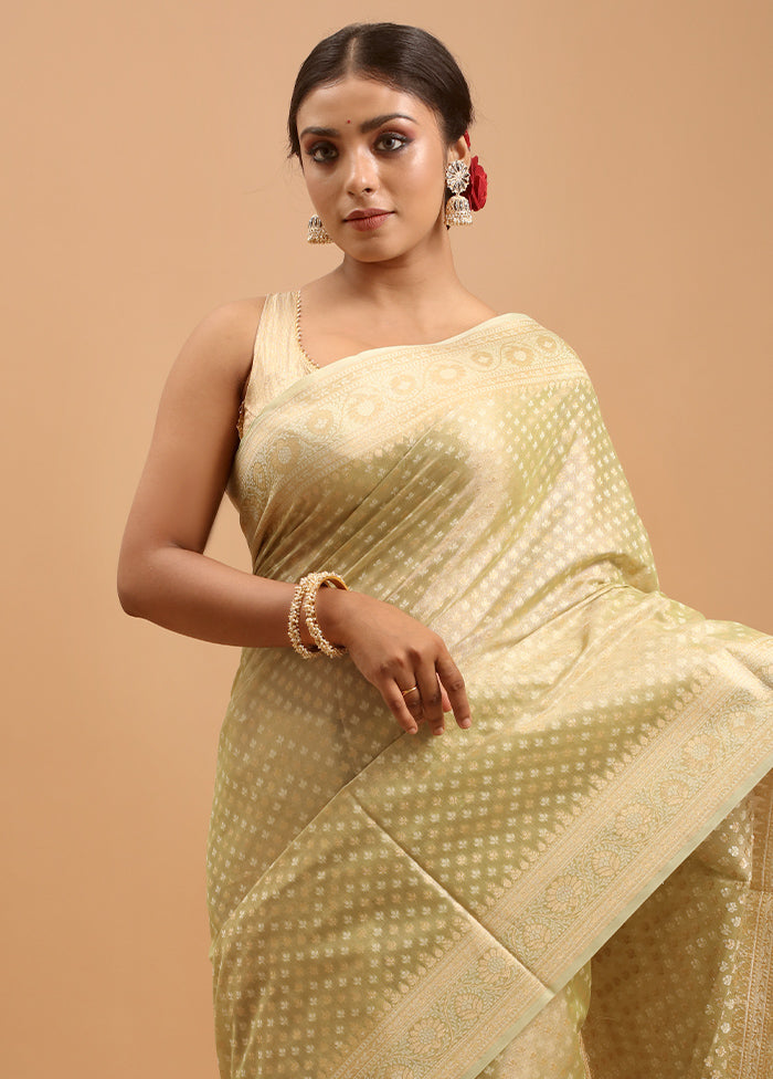 Green Kora Silk Saree With Blouse Piece